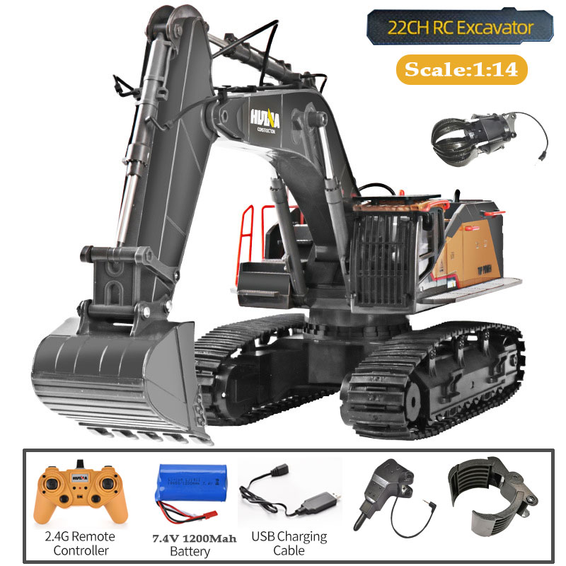Rc Excavator Hydraulic - HUINA 1592 合金掘削機トラック 1/14 RC ラジコンカー