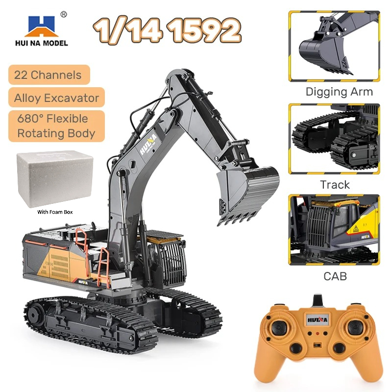 HUINA 1592 1/14スケール 22チャンネル 2. - Rc Excavator Hydraulic のレビューと価格